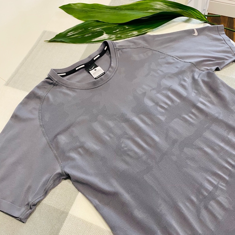 Nike Gray Camo Running Dri Fit Performance Shirt